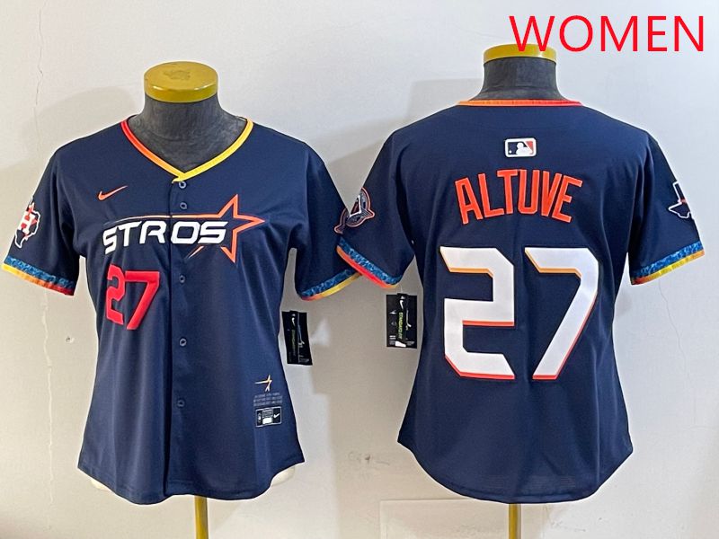 Women Houston Astros #27 Altuve Drak Blue Fourth generation Joint Name 2025 Nike MLB Jersey style 2->women mlb jersey->Women Jersey